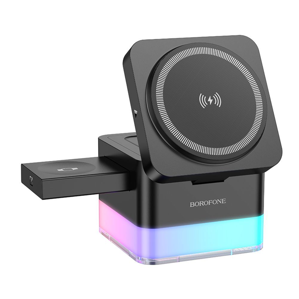 Бездротовий Зарядний Пристрій Borofone BQ34 3 in1 Magnetic 15W For iWatch